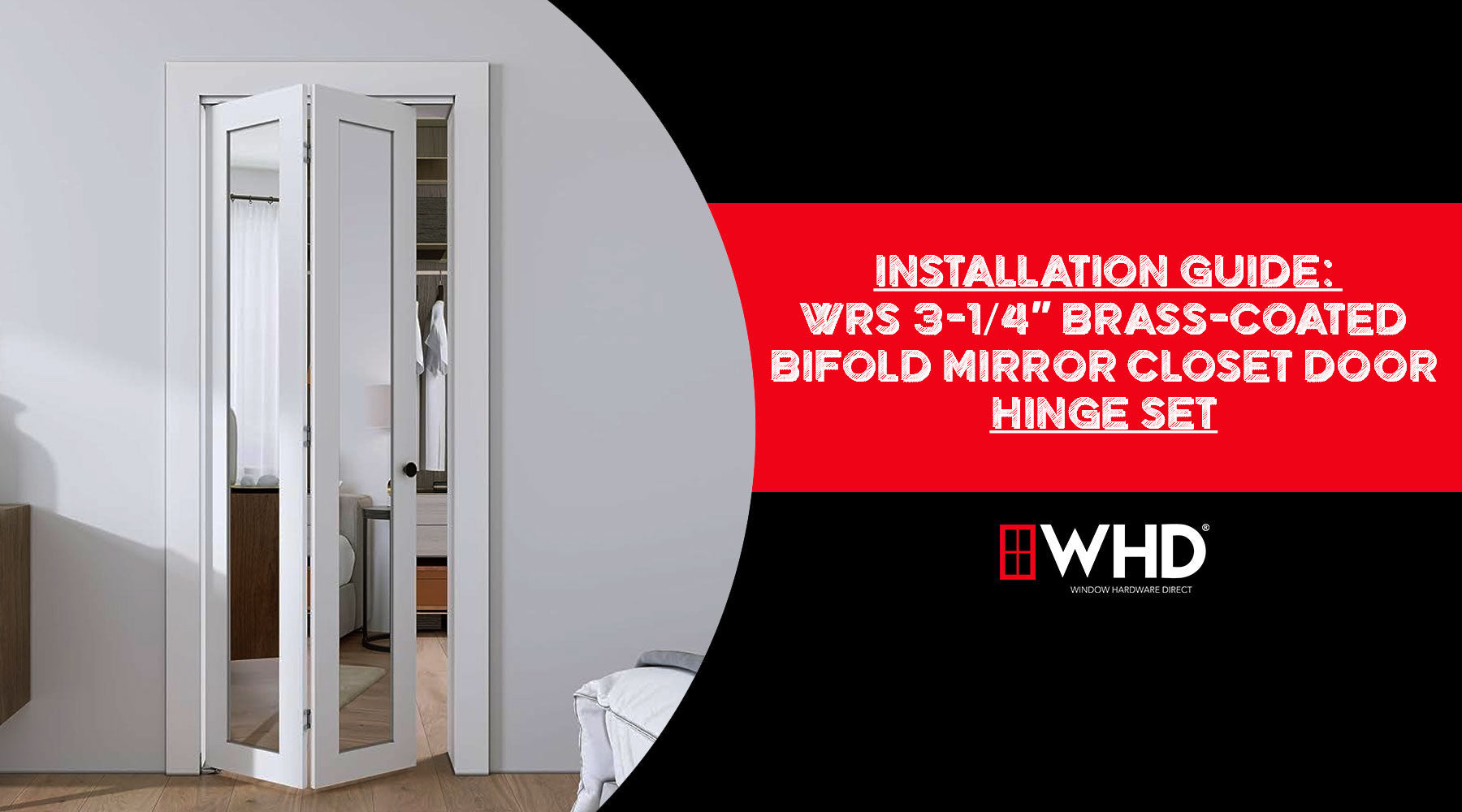 Installation Guide: WRS 3-1/4″ Brass-Coated Bifold Mirror Closet Door Hinge Set