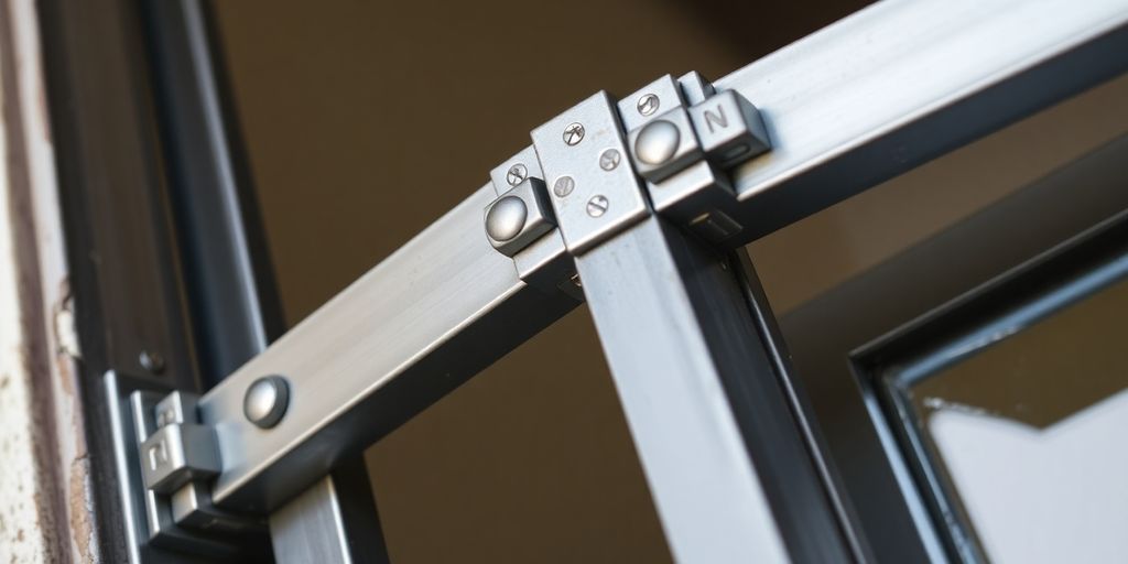 Reinforced door frame with strong locks and hinges.