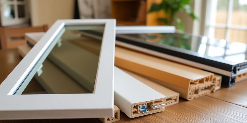 Quality window sashes on a wooden table, well-lit.