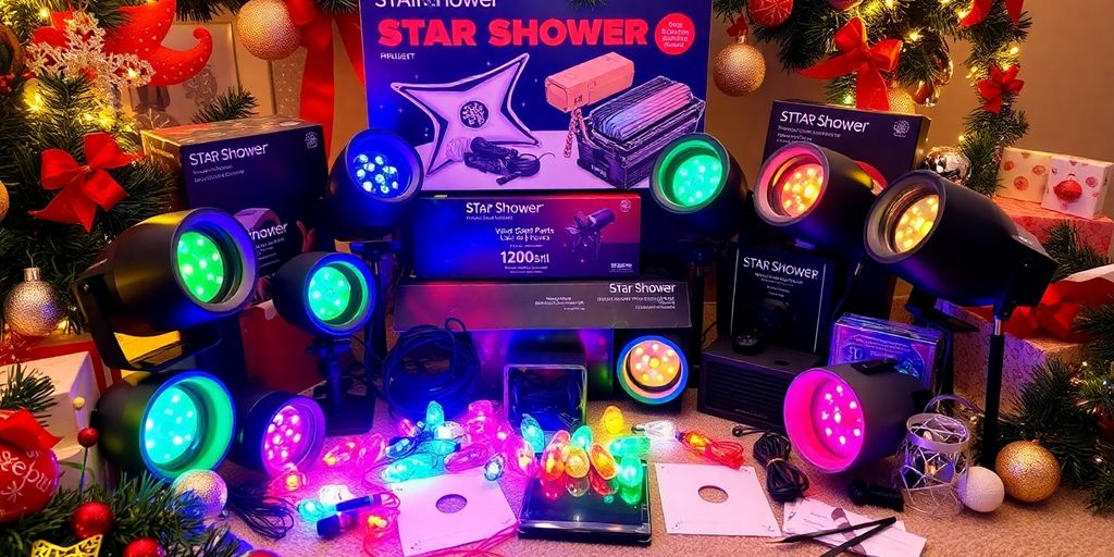 Variety of Star Shower replacement parts for holiday decorations.