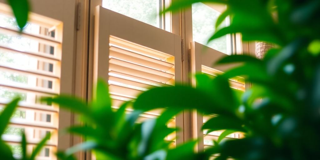 Close-up of jalousie windows in a modern home.