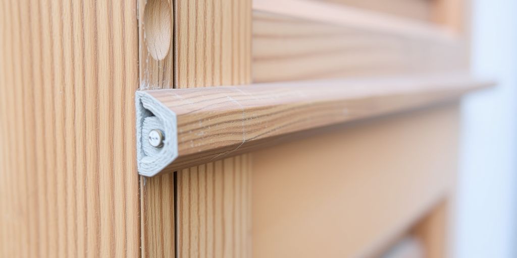 Wooden door with weather stripping
