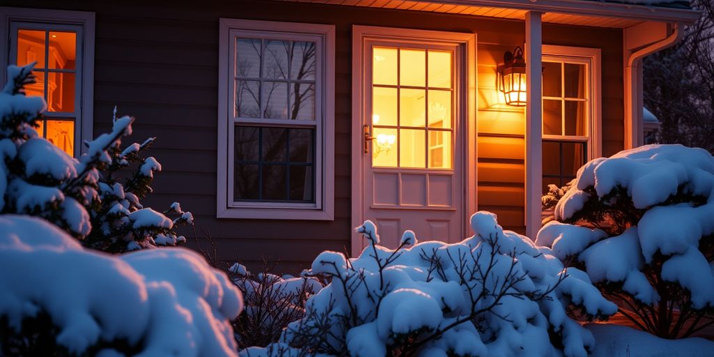 Cozy home with snow and weather stripping