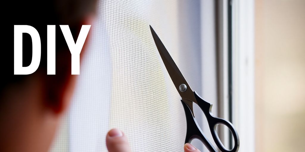 Person repairing a window screen with tools and materials.
