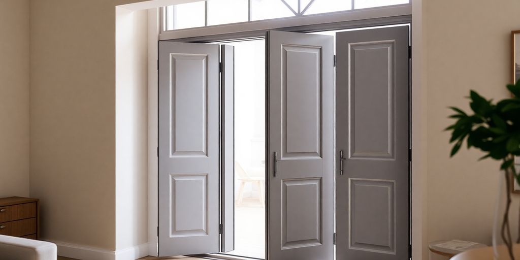 Bifold door partially opened, showing elegant design and space.