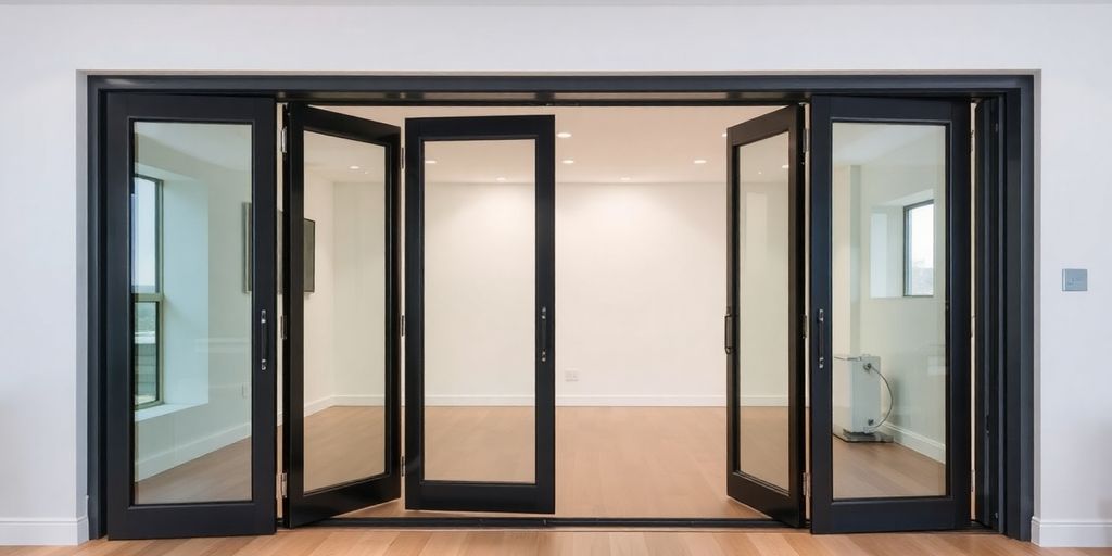 Stylish bifold doors with a seamless design, no track.