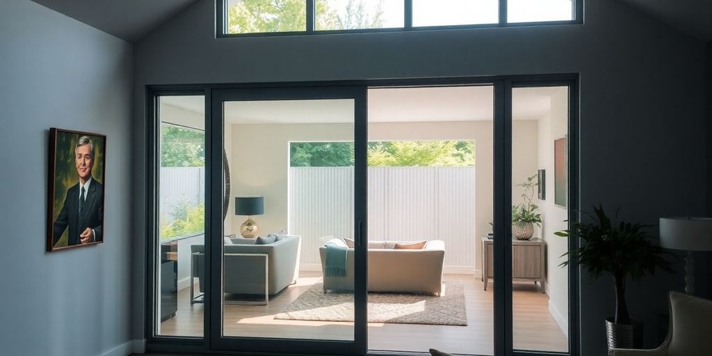 Modern sliding door in a stylish home setting.
