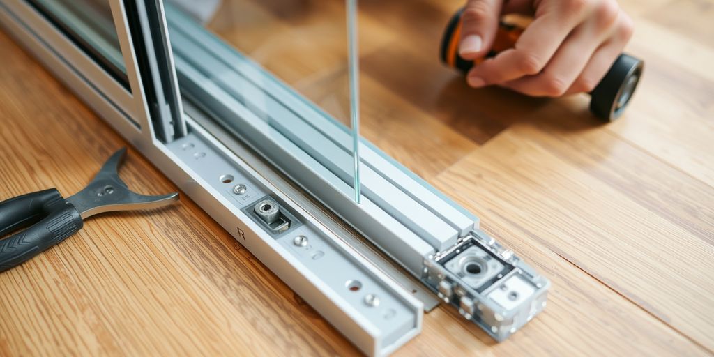 Repairing sliding glass door track with tools