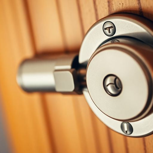 Close-up of a secure mortise lock on a door.