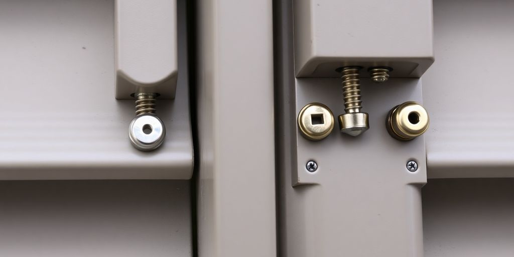 Close-up of hidden fasteners for hurricane shutter brackets.