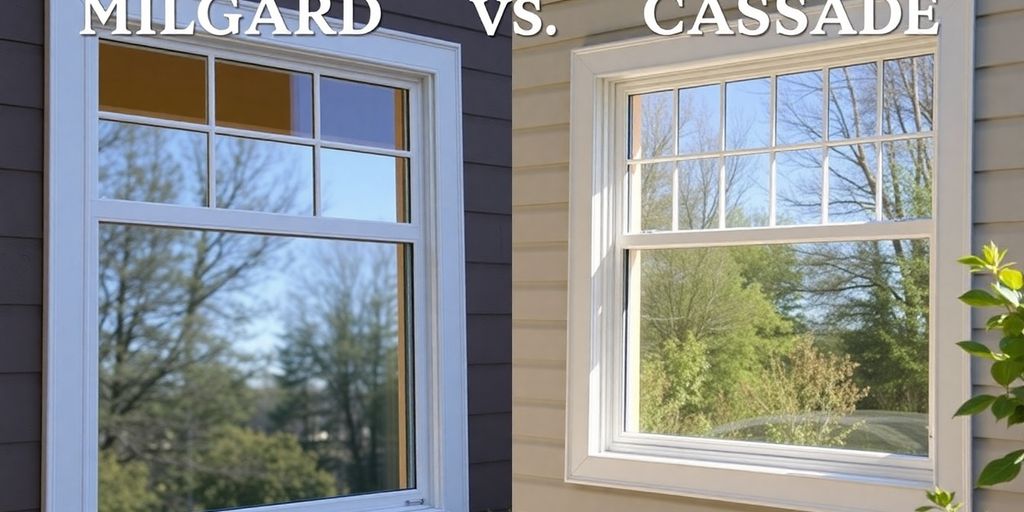 Milgard and Cascade windows displayed in a home setting.