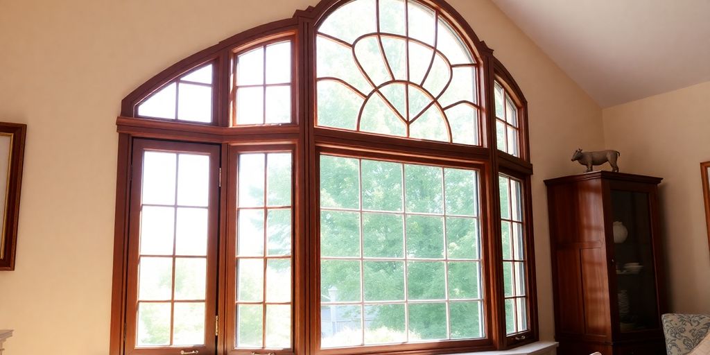 Beautiful bay window in a cozy room.