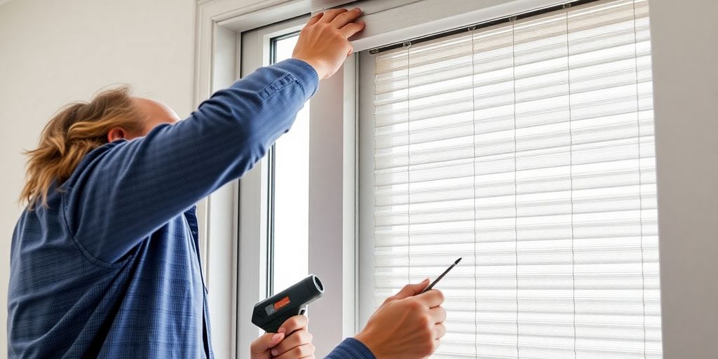Repairing magnetic blinds inside a door.