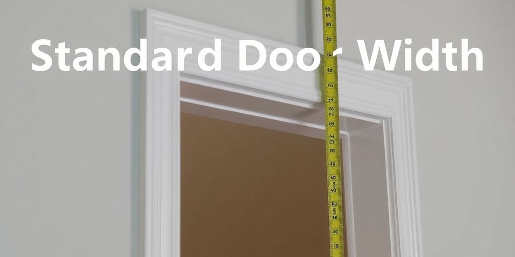 Close-up of a door width measurement with a tape measure.