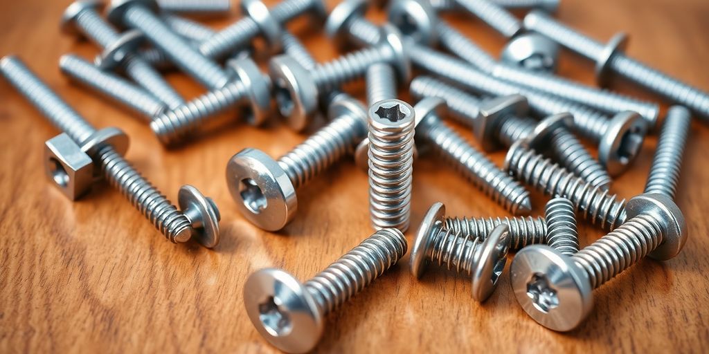 Various heavy-duty screws for hanging mirrors on wood.