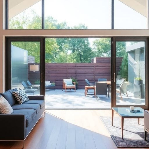 Modern Pella sliding door connecting indoor and outdoor spaces.