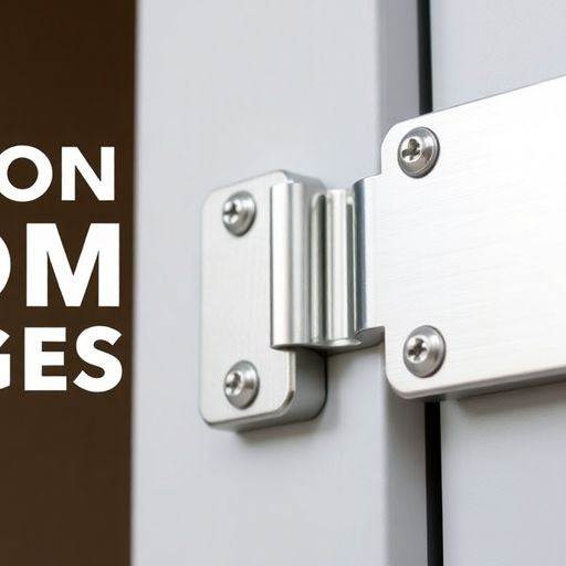 Close-up of durable Larson storm door hinges on a door.