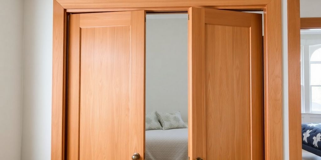 Installing bifold closet doors in a residential home.