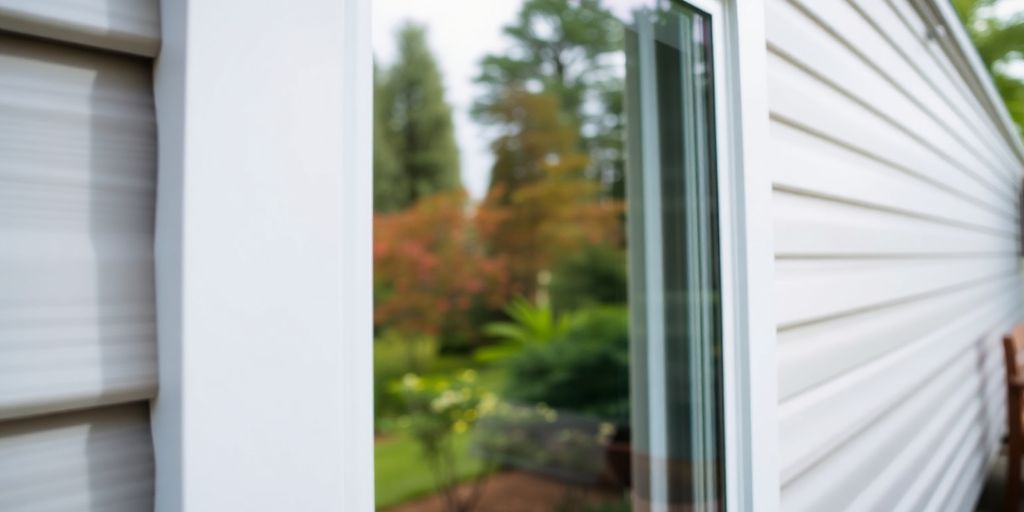 Modern manufactured home window with natural light.