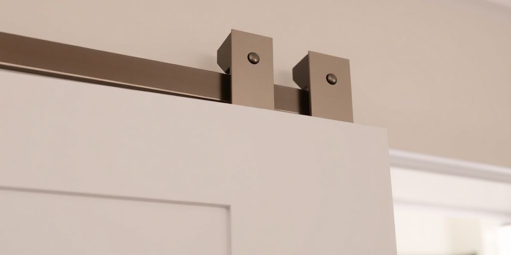 Modern sliding closet door hardware in a stylish setting.