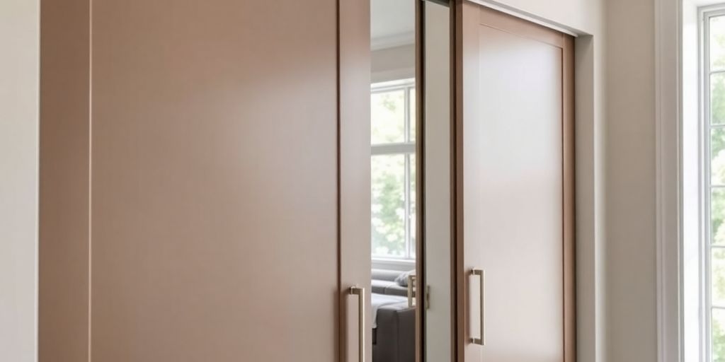 Modern sliding closet doors in a stylish interior.