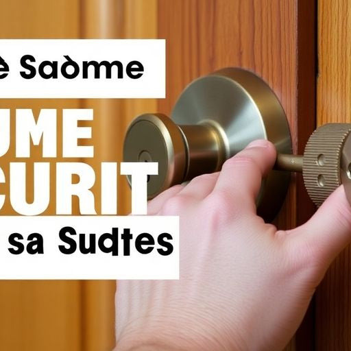 Person installing a new lockset on a wooden door.