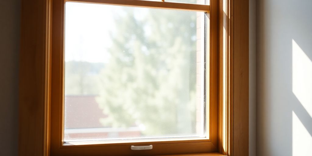 Close-up of a single hung window design.