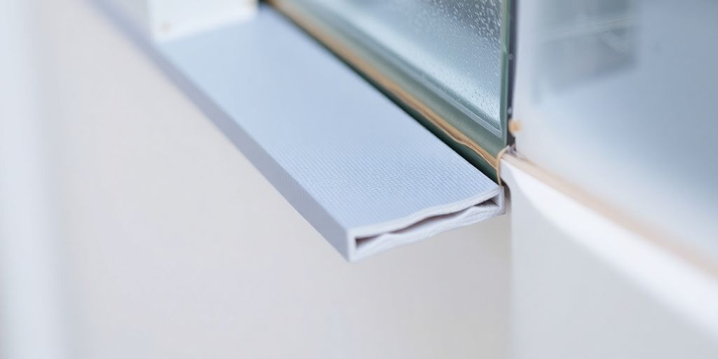Close-up of an astragal strip on a door.
