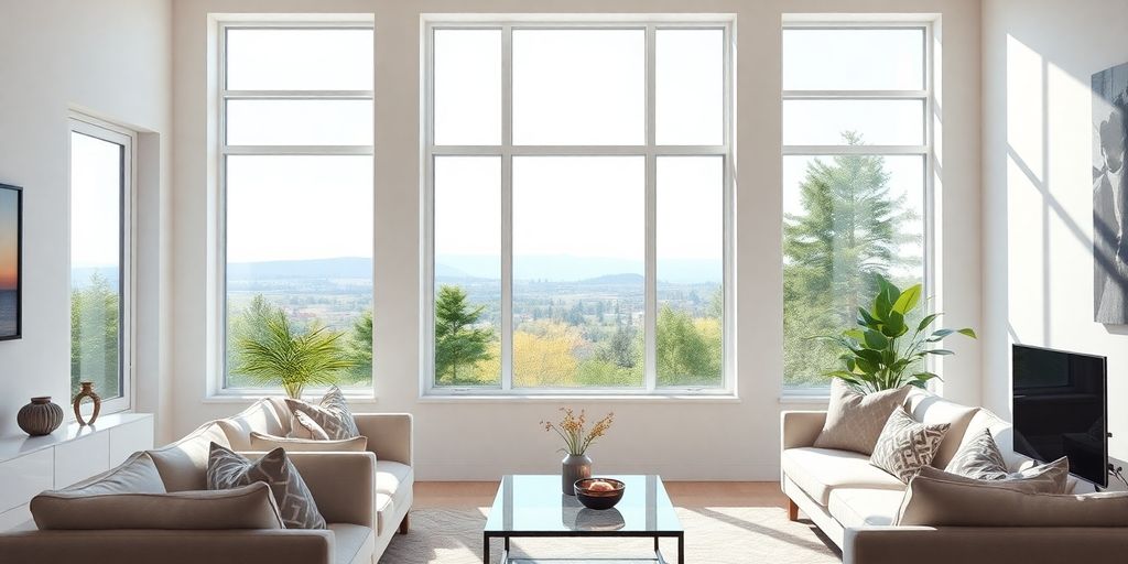 Modern interior with standard windows and natural light.