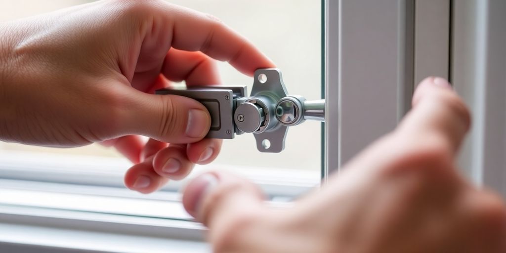 Hand removing a window crank without tools.
