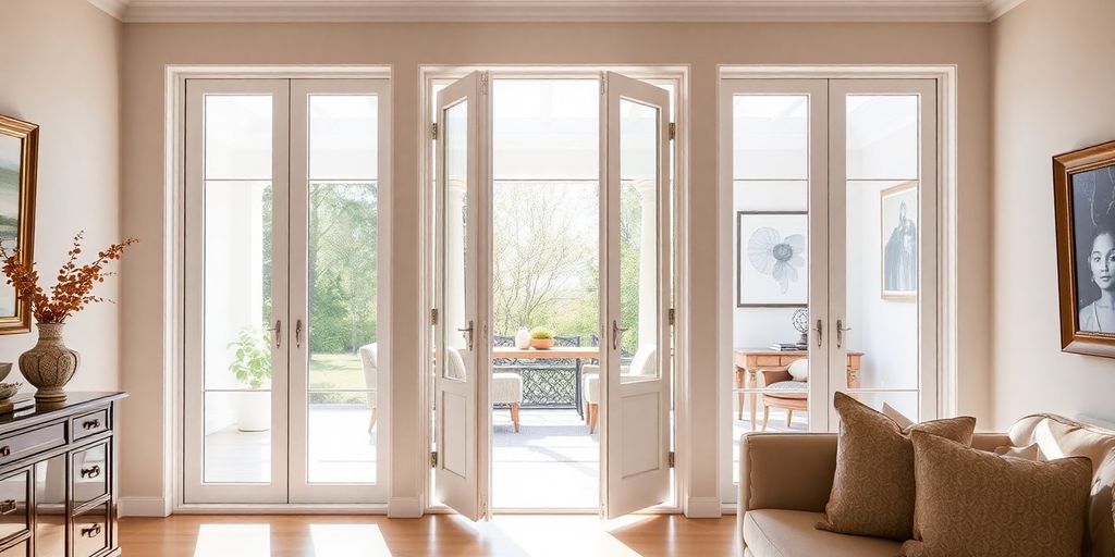 Interior view of bifold doors without tracks.
