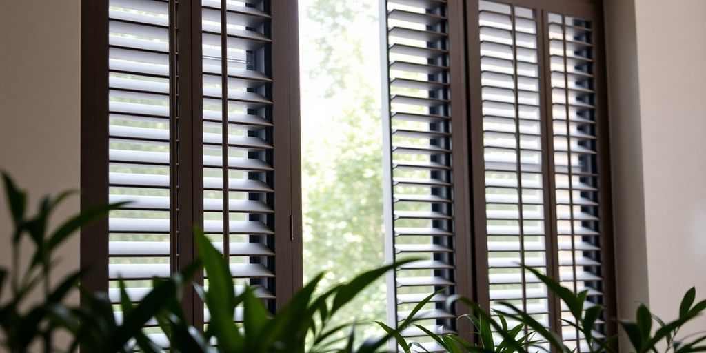 Modern jalousie windows in a stylish home setting.
