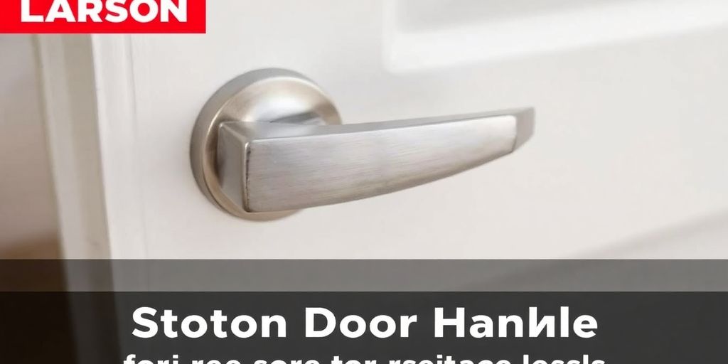 Close-up of a Larson storm door handle.