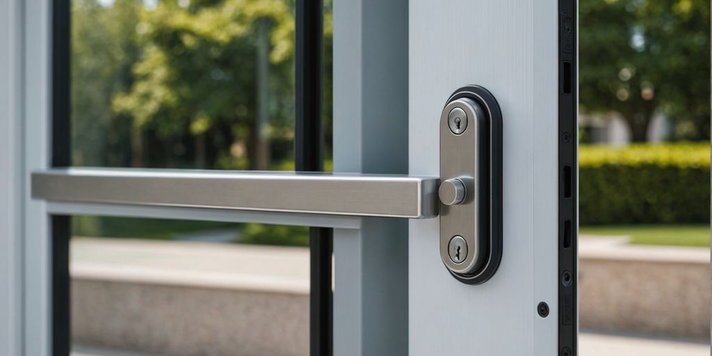 Modern sliding glass door with secure lock