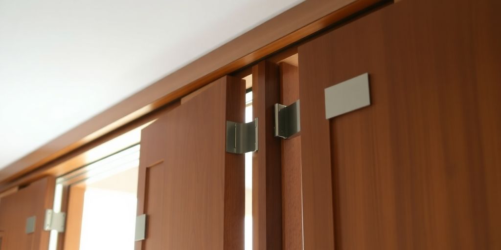 Bifold doors with smooth operation and wooden finish.