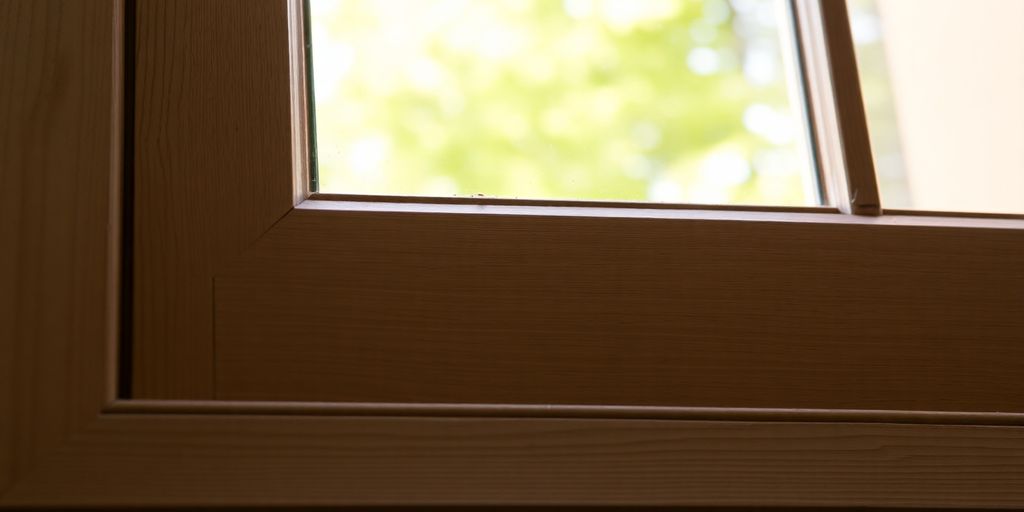 Close-up of a traditional wooden window sash.
