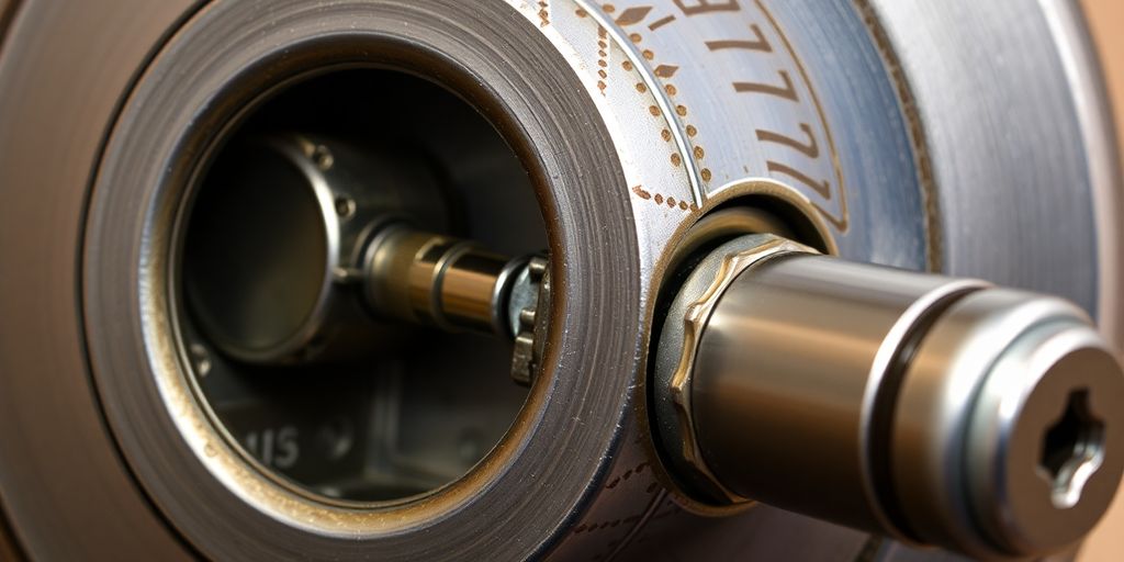 Detailed close-up of a lock's internal mechanisms.