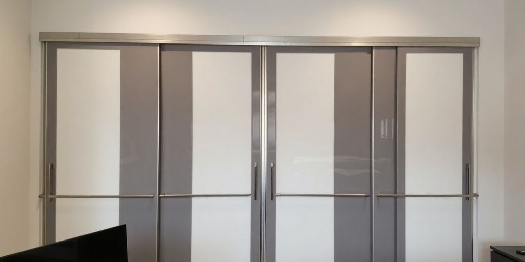 Modern sliding closet doors in a stylish interior setting.