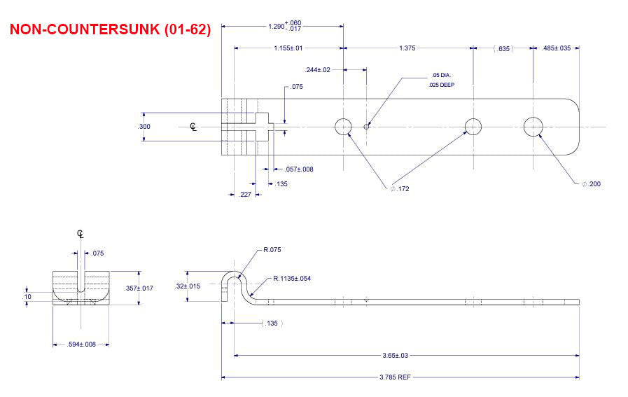 WRS 3-3/4" Steel Series 600 Balance Bracket - Countersunk or Non-Countersunk