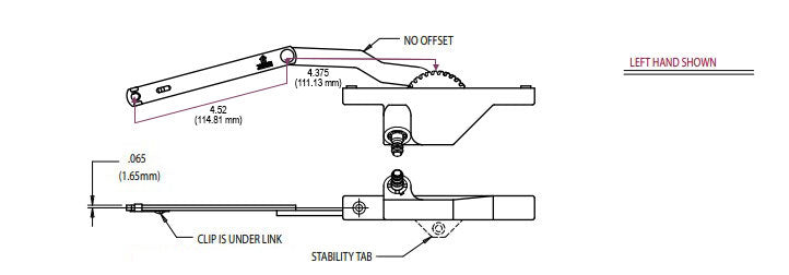 WRS Truth White Dyad Casement Operator with Stability Tab - Left or Right Hand