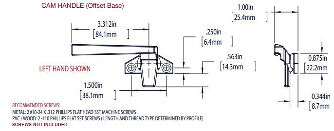 WRS Truth Right Hand White Cam Handle  -  Offset Base