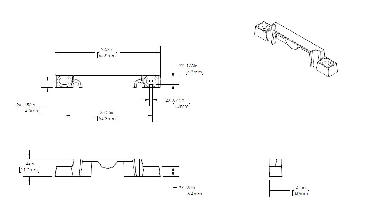 WRS Truth 2.59" Trimline Square Base Keeper with Lugs  -  Faux Bronze