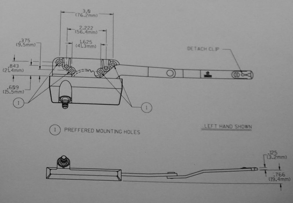 WRS Truth Left or Right Hand Ellipse Split Arm Operator - Traditional Style, White