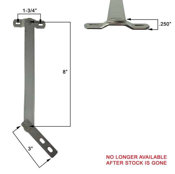 WRS Vent Arm with .250" Bracket  -  8" Arm Length