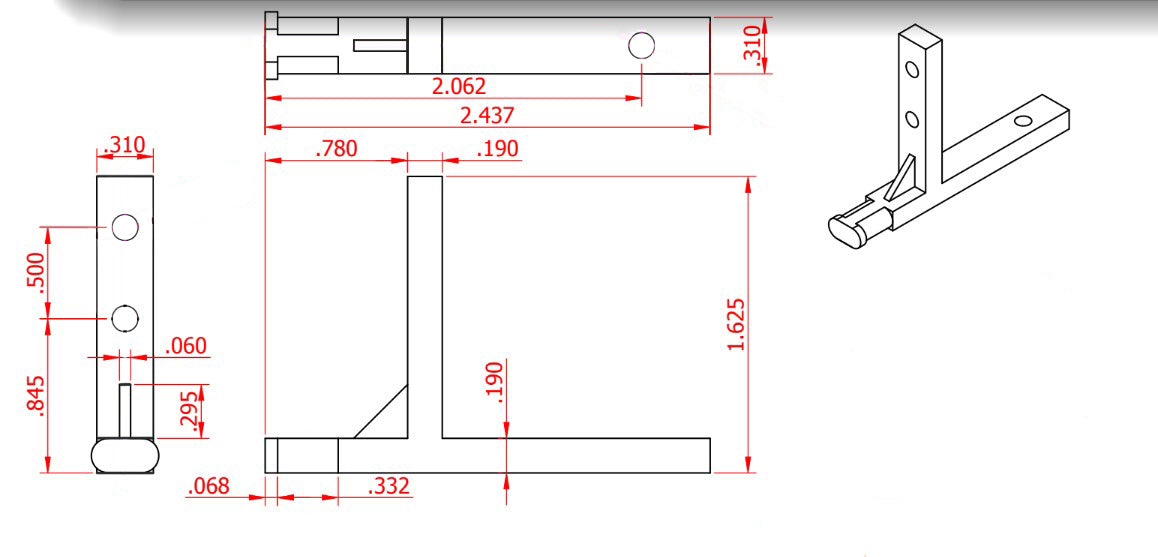 WRS 2-1/2" L Shaped Pivot Bar - Die Cast