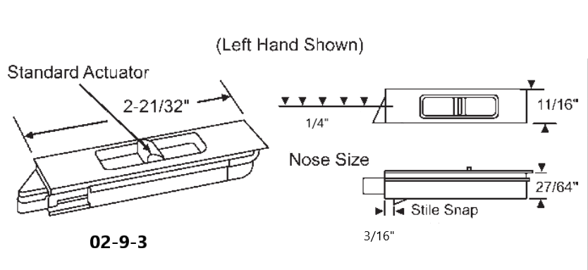 2-5/8" White Tilt Latch Set - 1/4" Nose - 3/16" Snap Style