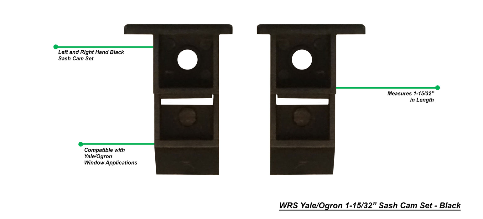 WRS Yale/Ogron 1-15/32" Left & Right Hand Sash Cam Set  -  Black