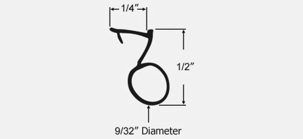 WRS Andersen Beige Bulb Seal with Angled Base - 42-3/4" Stick