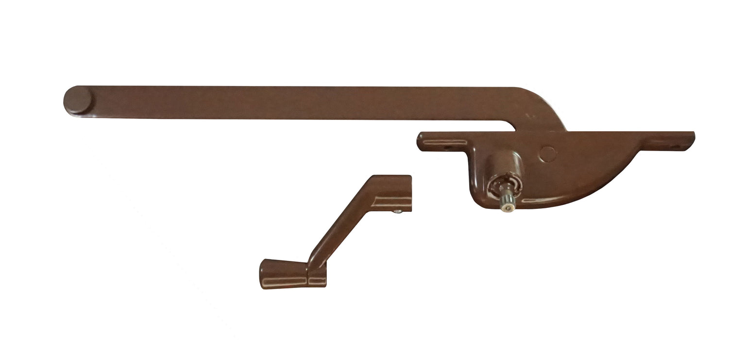 WRS 9" Left or Right Hand Face Mounted Casement Operator and Handle Set - Brown