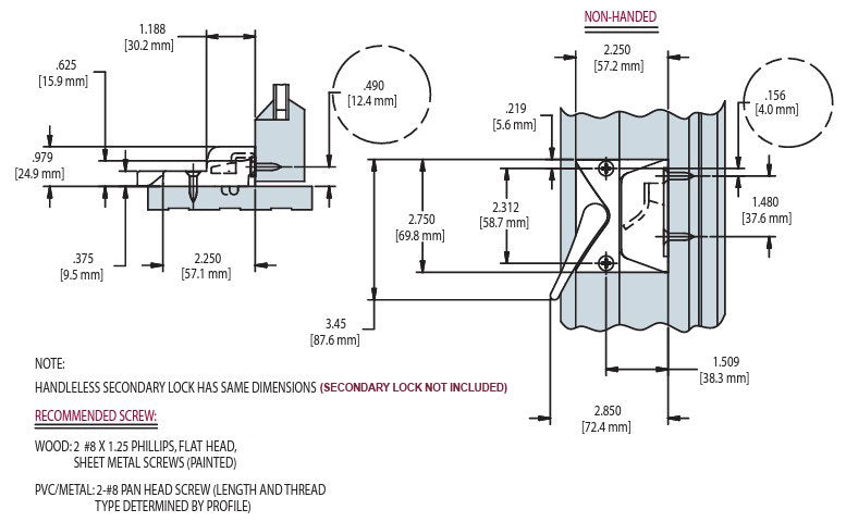 WRS Truth Hardware Non-Handed Primary Casement Sash Lock  -  White